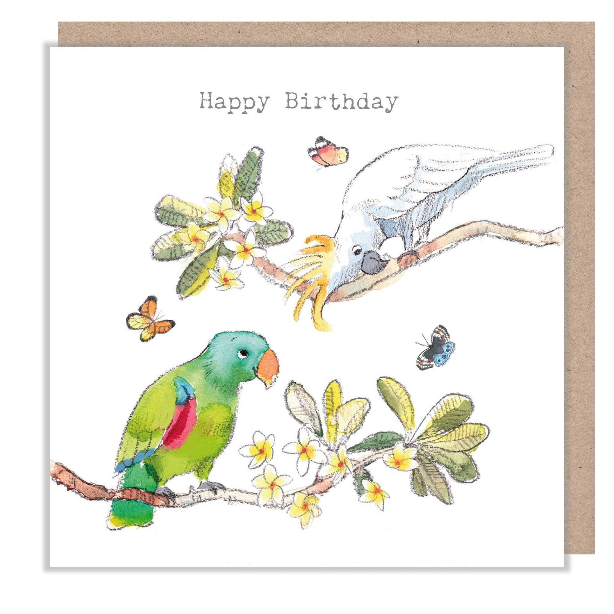 Birthday Card - Happy Birthday - 2 Parrots