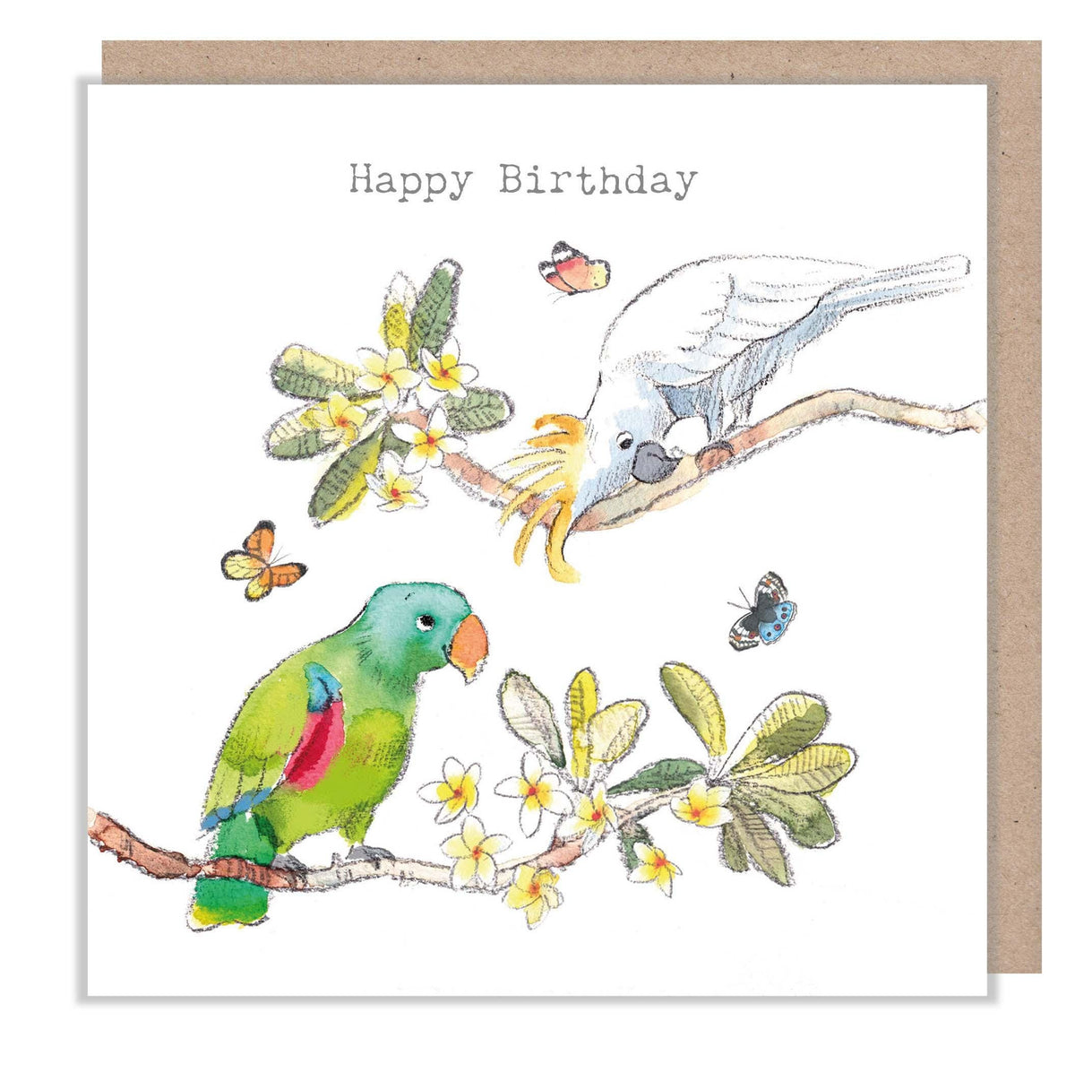 Birthday Card - Happy Birthday - 2 Parrots