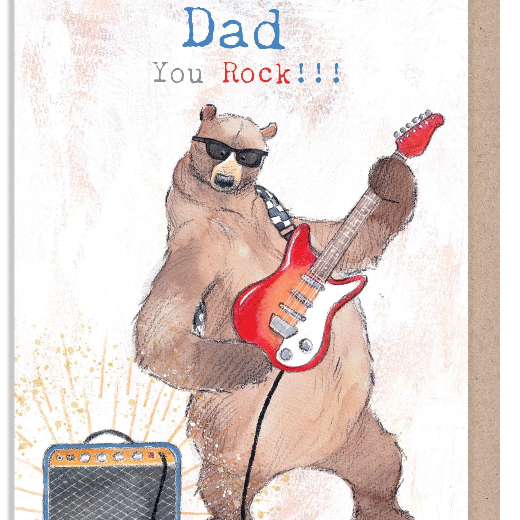 Dad Card - You Rock!!! - Bear Playing Guitar with Amplifier