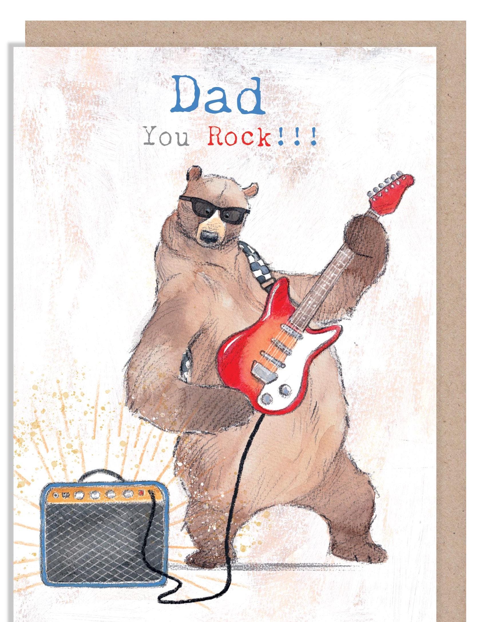 Dad Card - You Rock!!! - Bear Playing Guitar with Amplifier