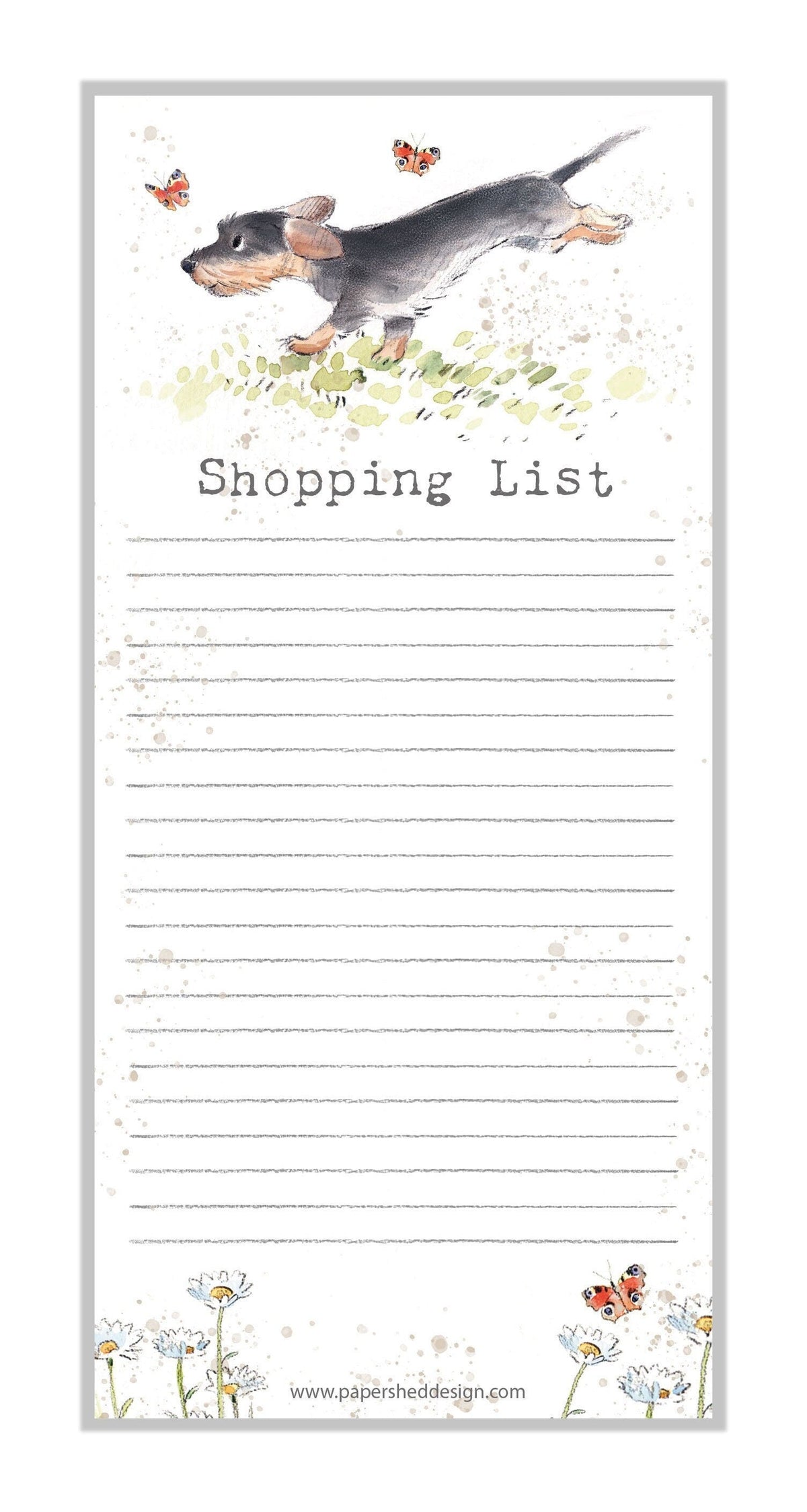 Shopping List Pad - Dachshund Running with Butterflies