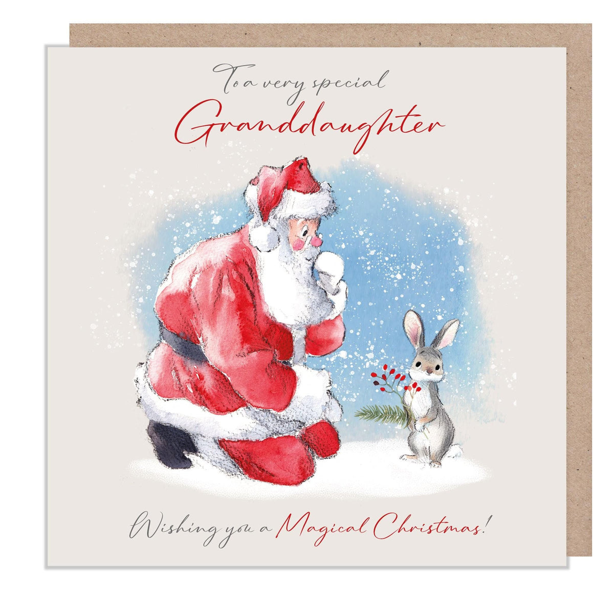 Granddaughter Christmas Card - Santa with Rabbit
