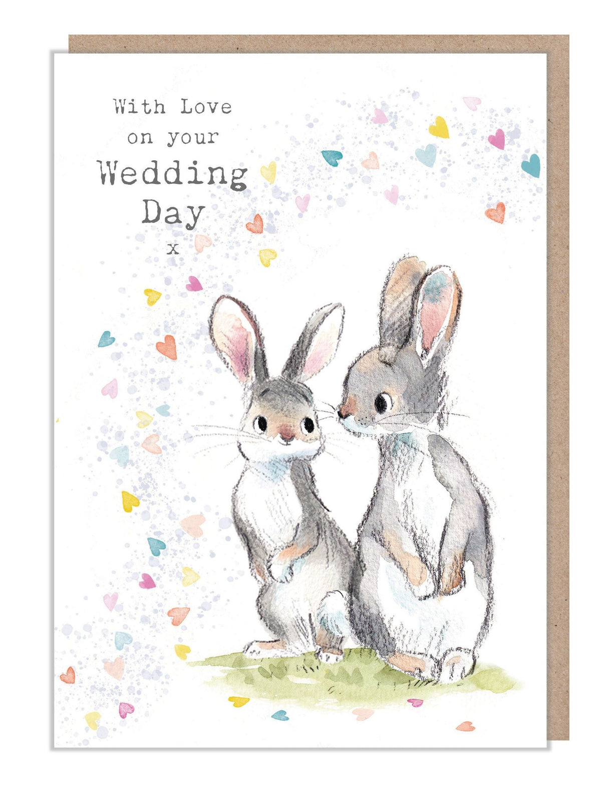 Wedding Card - on Your Wedding Day - Rabbits with Confetti