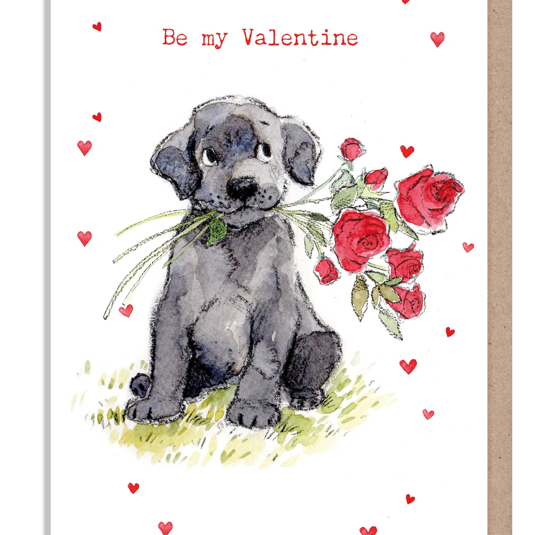 Cute Valentines Card - Be My Valentine - Black Labrador