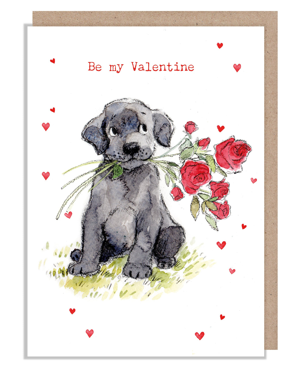 Cute Valentines Card - Be My Valentine - Black Labrador