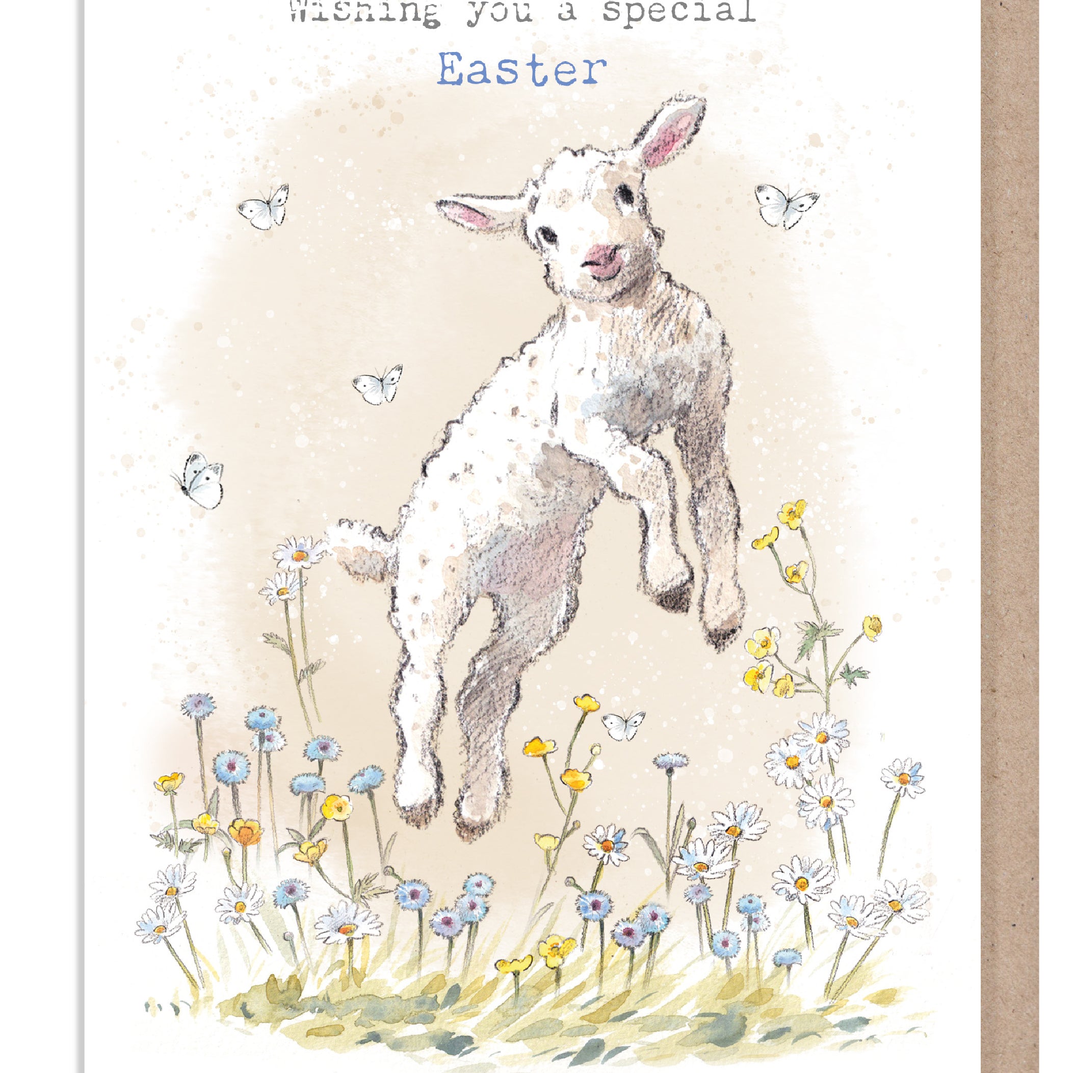 Happy Easter Card - jumping lamb