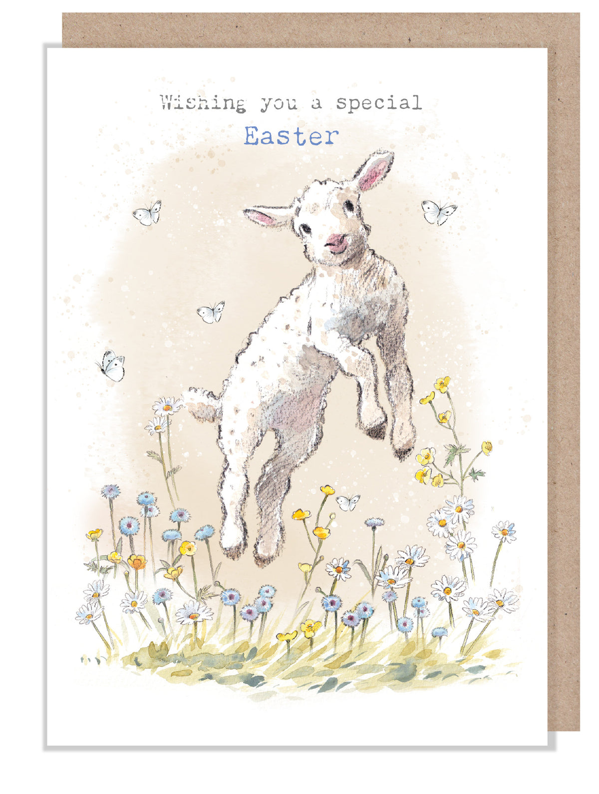 Happy Easter Card - jumping lamb