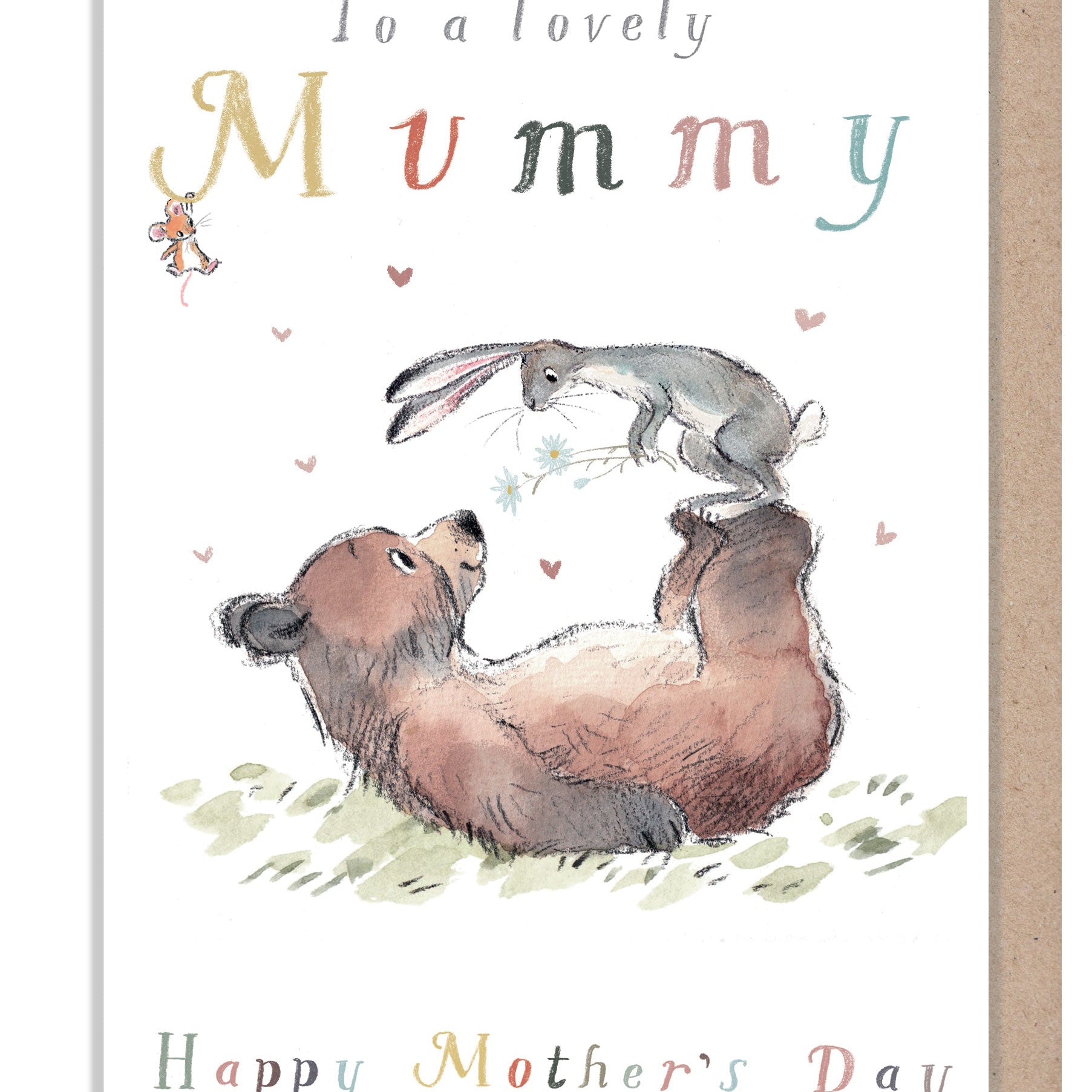 Mother's Day Card - Lovely Mummy - Hare on Bear's Feet