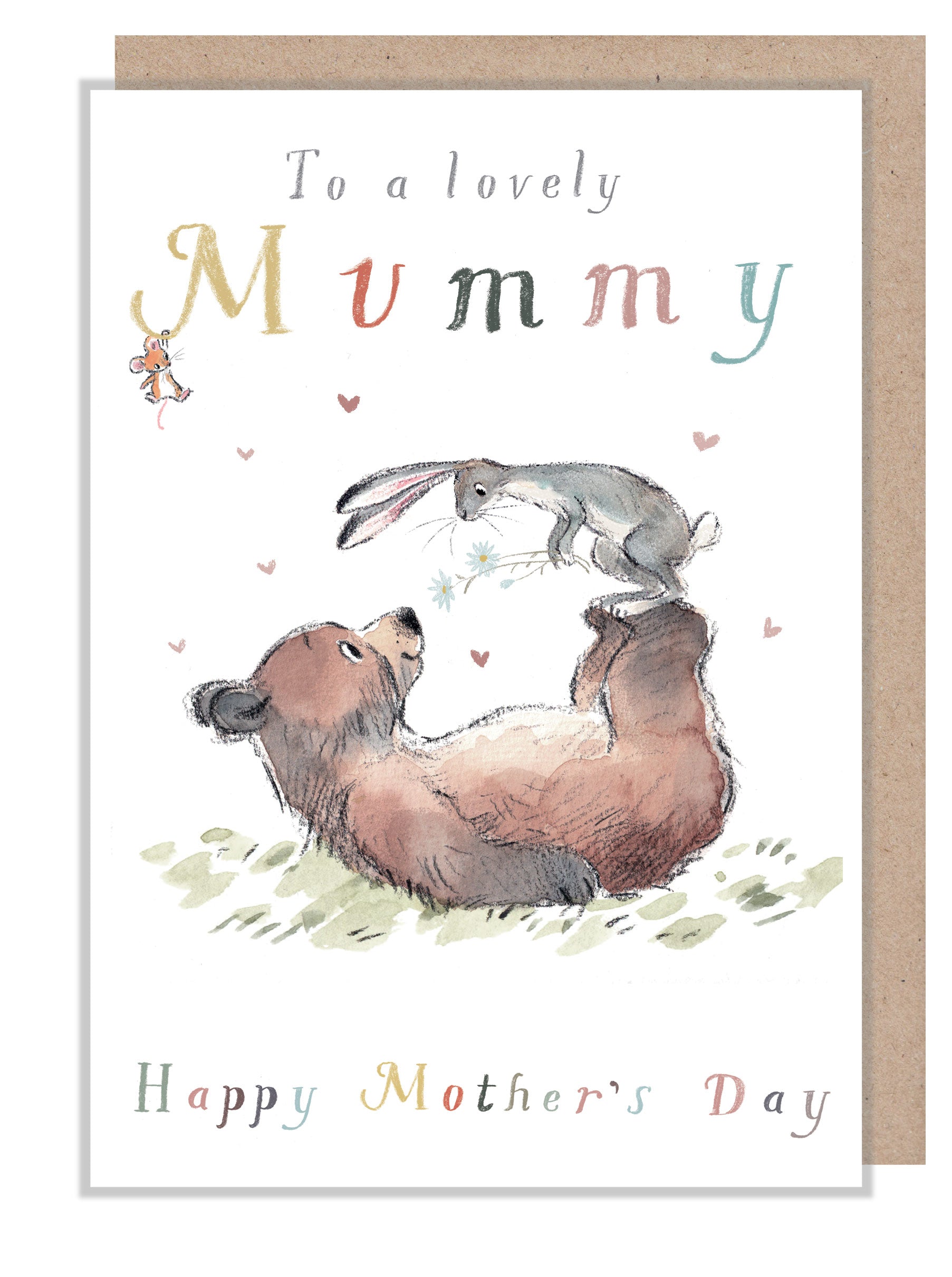 Mother's Day Card - Lovely Mummy - Hare on Bear's Feet