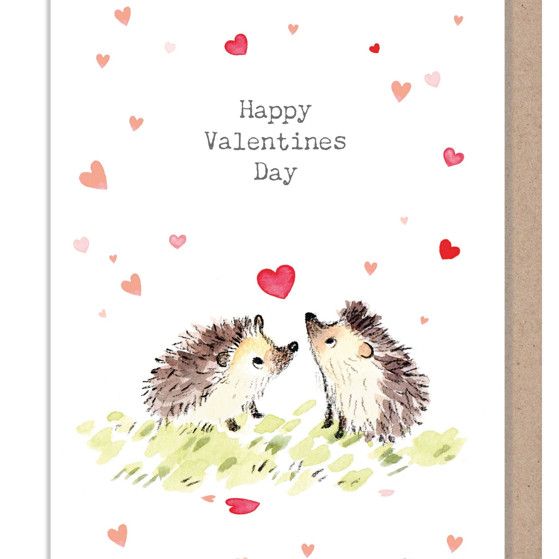 Greeting Card 'Happy Valentine's Day' - 2 Hedgehogs with Hearts - 150X150mm