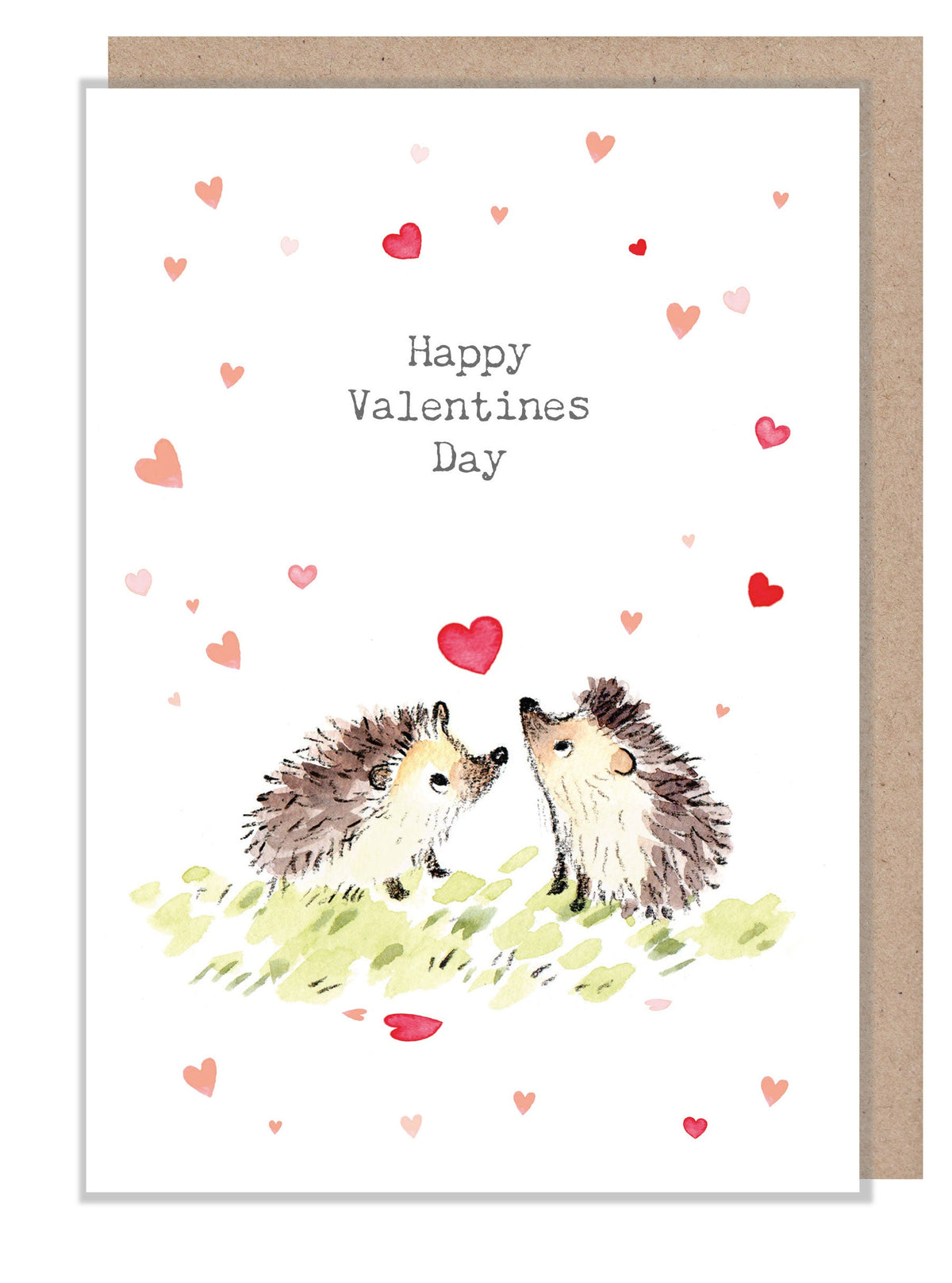 Greeting Card 'Happy Valentine's Day' - 2 Hedgehogs with Hearts - 150X150mm