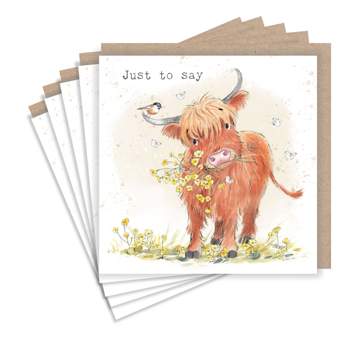 NOTECARD PACK - JUST TO SAY - HIGHLAND COW