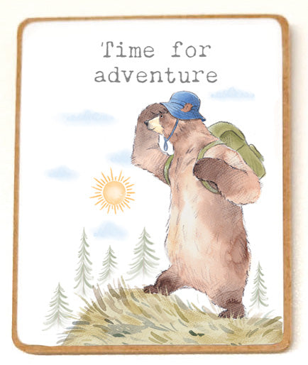 Quality Fridge Magnet - Time for adventure - Bear with back pack