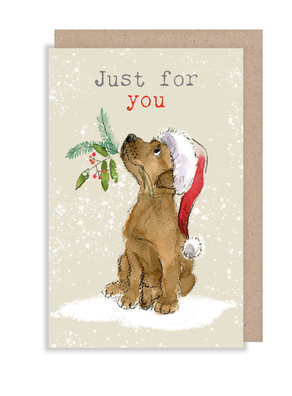 Christmas Gift Card - Brown puppy in hat
