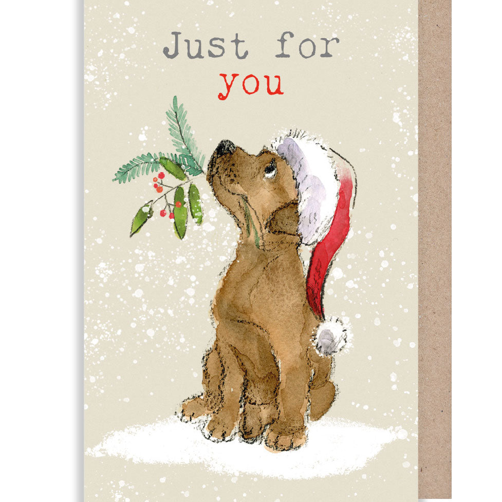 Christmas Gift Card - Brown puppy in hat