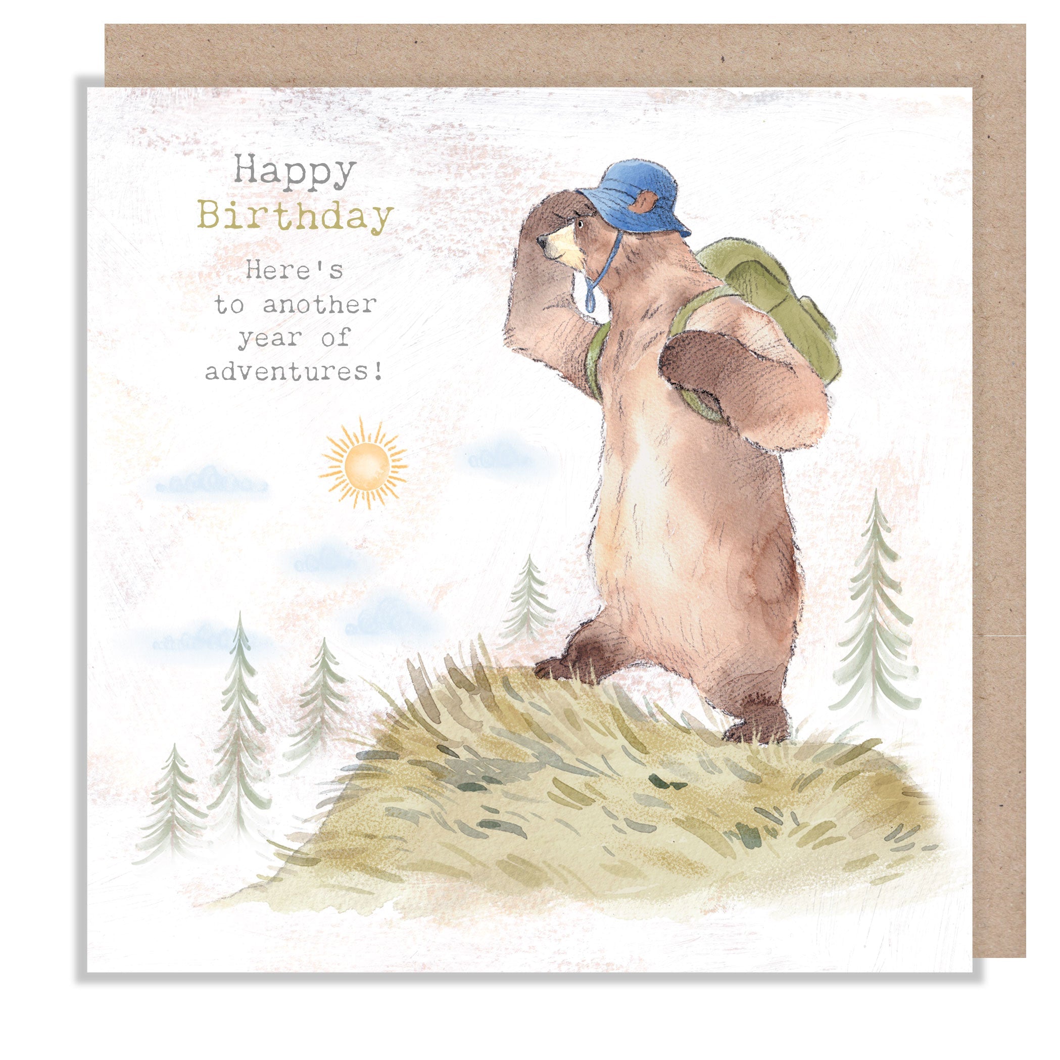 Birthday Card - Here's to Another Year of Adventures - Bear Hiking