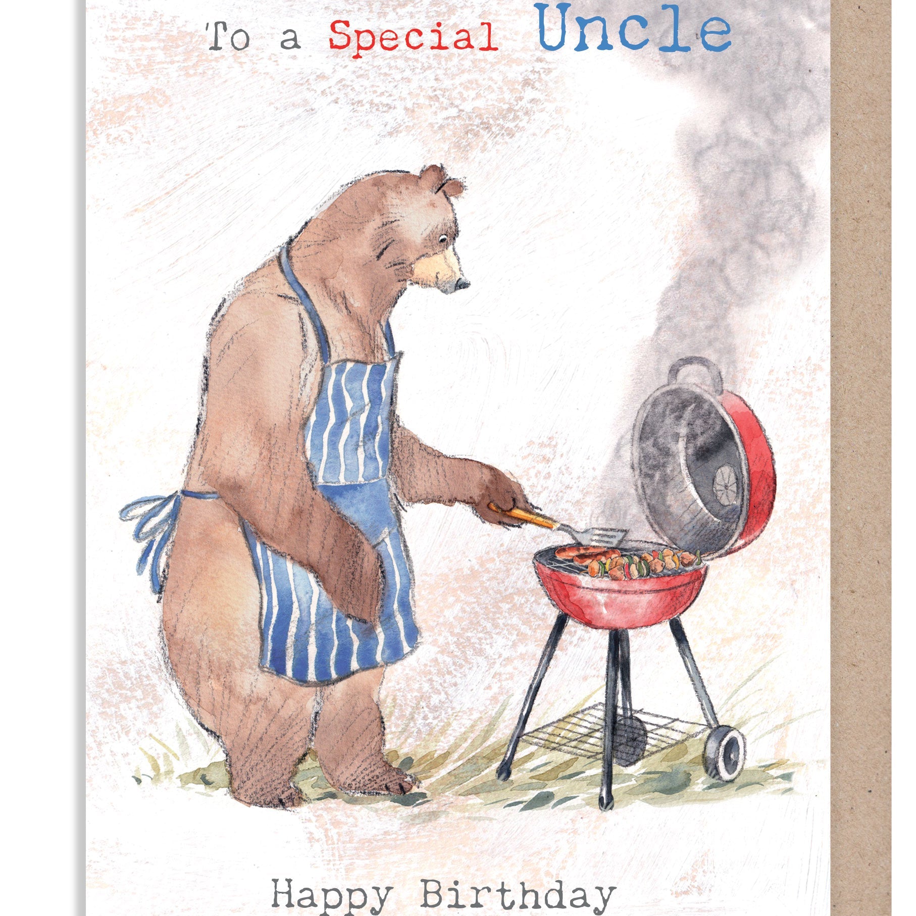 Birthday Card - Special Uncle - Bear & BBQ