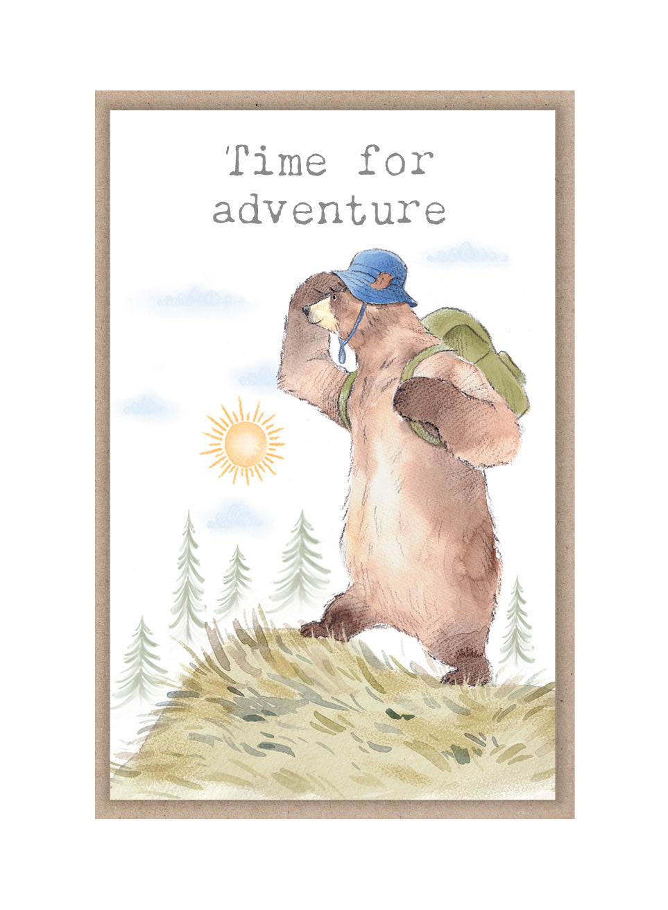 Keepsake Card - Time for Adventure - Hiking Bear on Hill