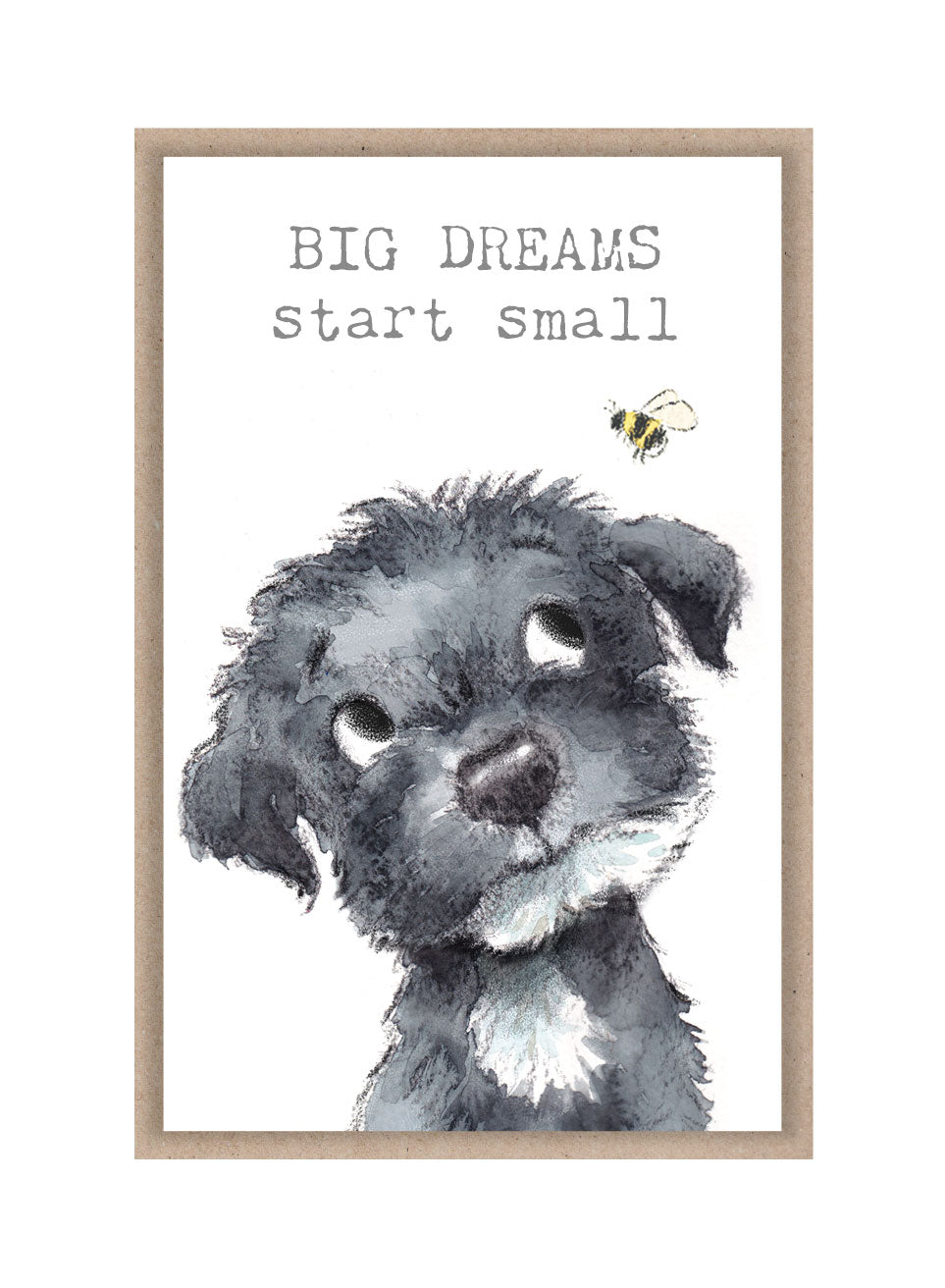 Keepsake Card - Big Dreams Start Small - Black Puppy with Bee
