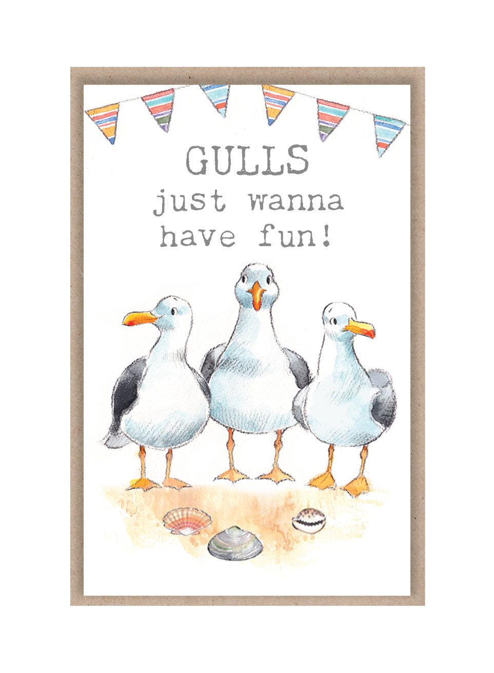 Keepsake Card - Gulls Just Wanna Have Fun - Seagulls and Bunting
