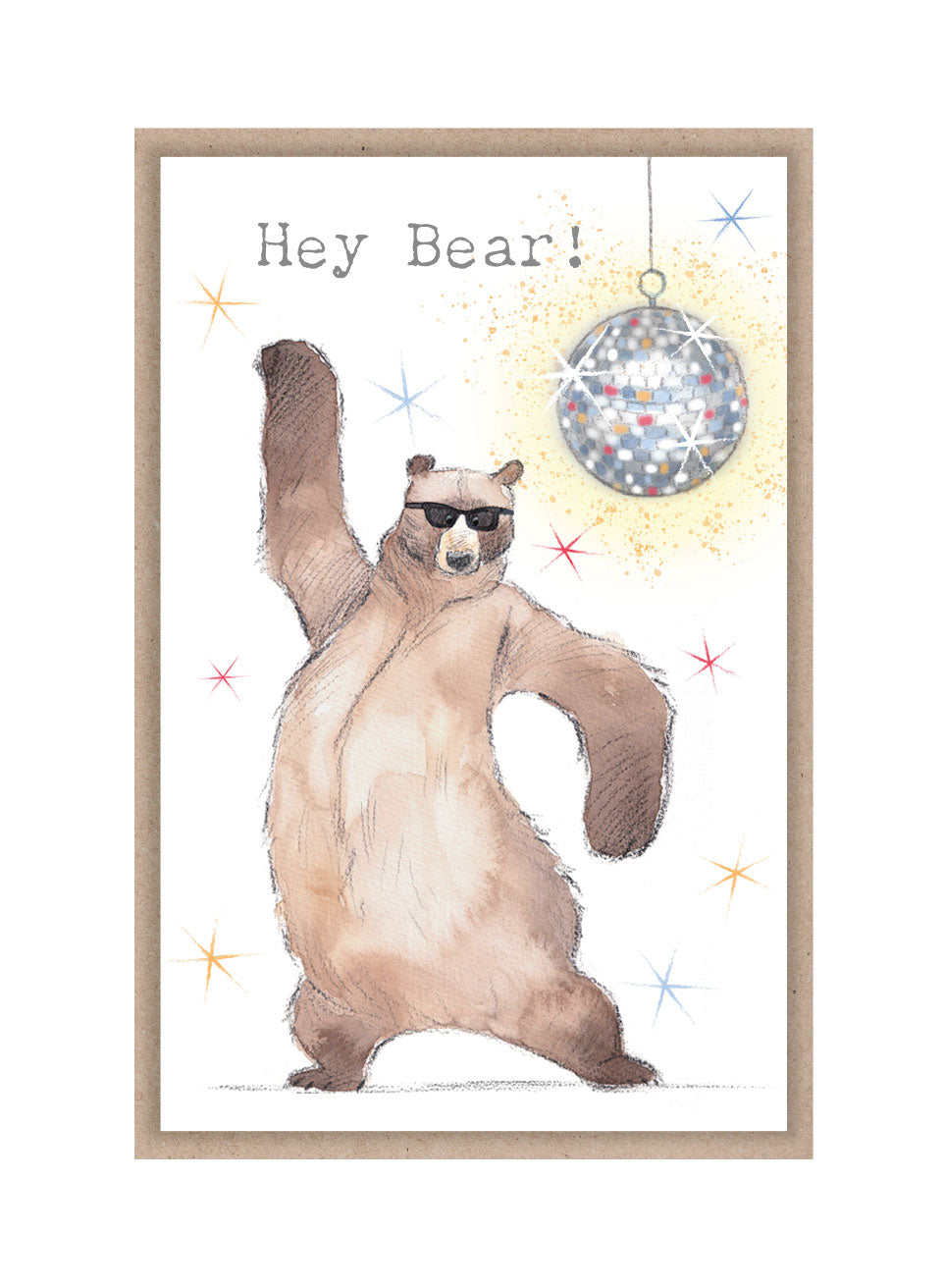 Keepsake Card - Hey Bear - Dancing Bear with Glitterball