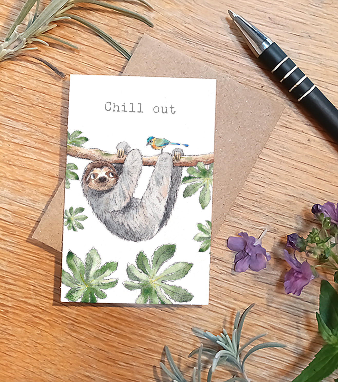 Keepsake Card - Chill Out - Sloth and Bird in Tree