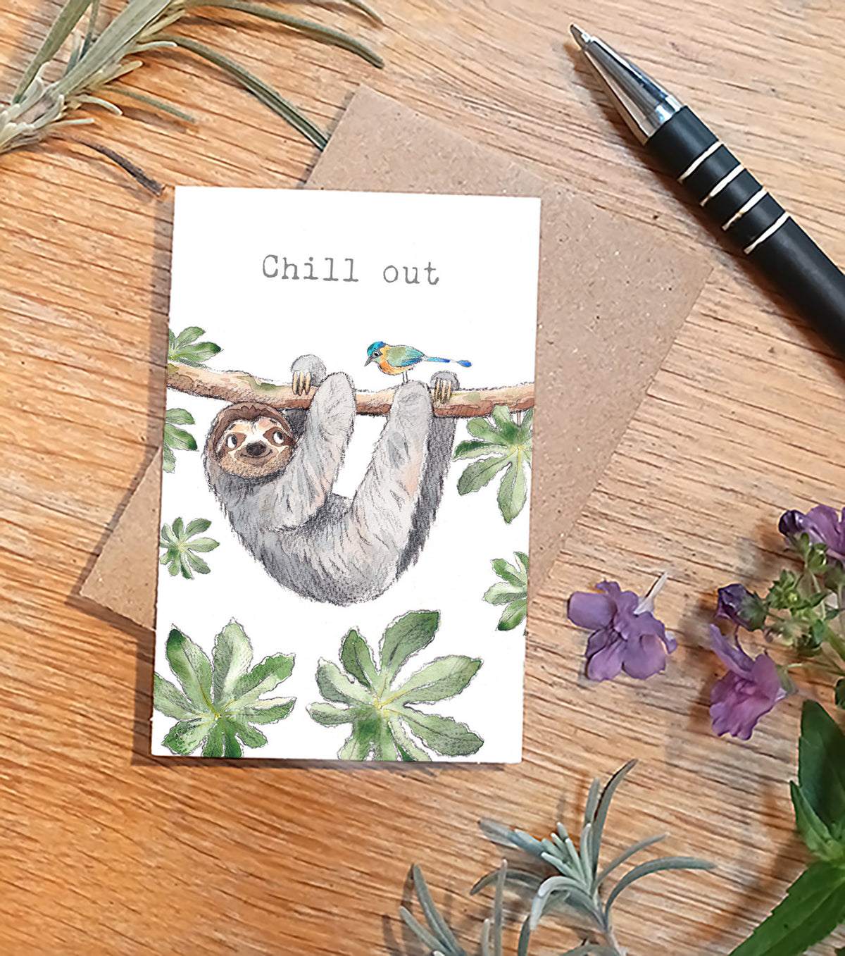 Keepsake Card - Chill Out - Sloth and Bird in Tree