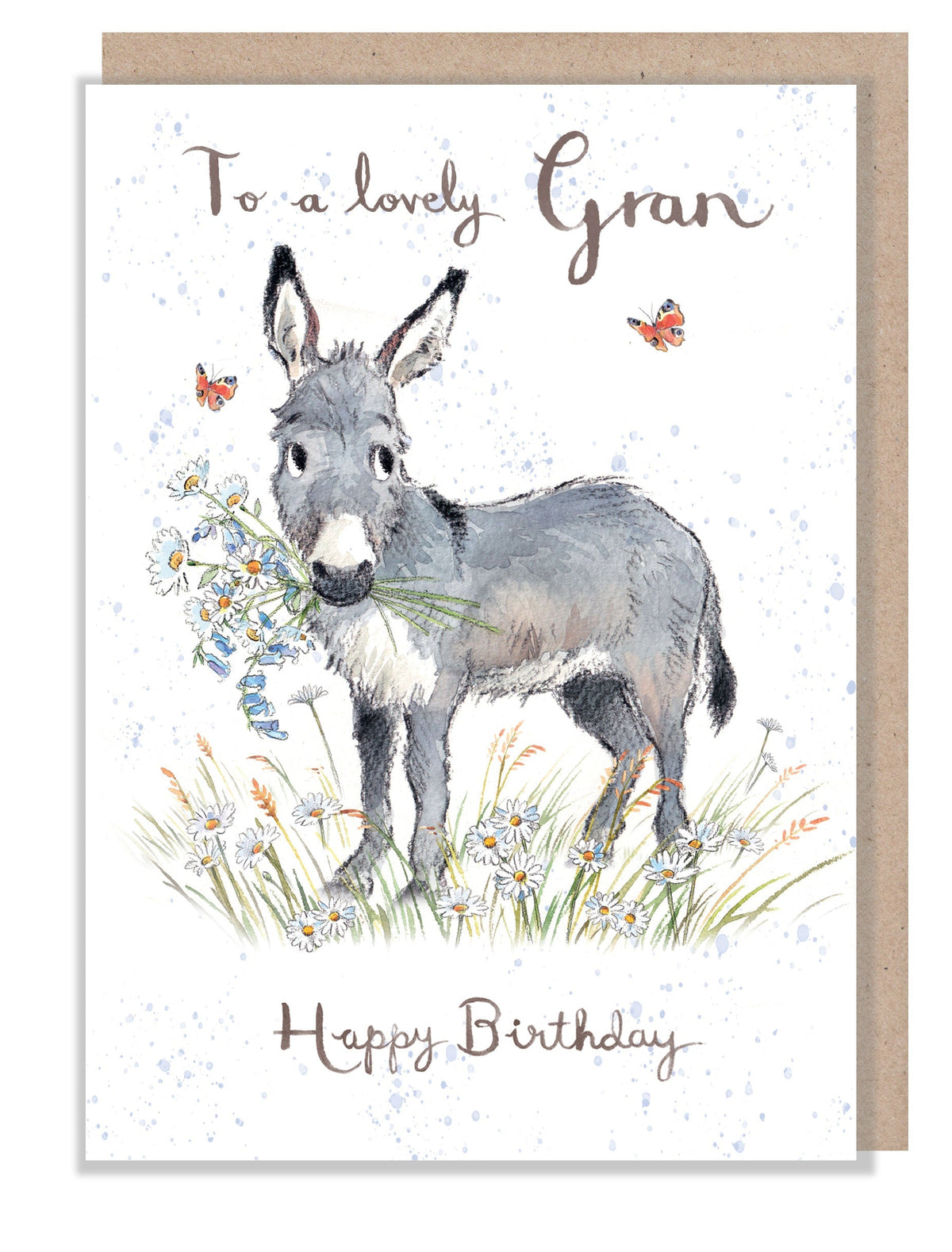 Birthday Card - To a Lovely Gran - Donkey and Daisies