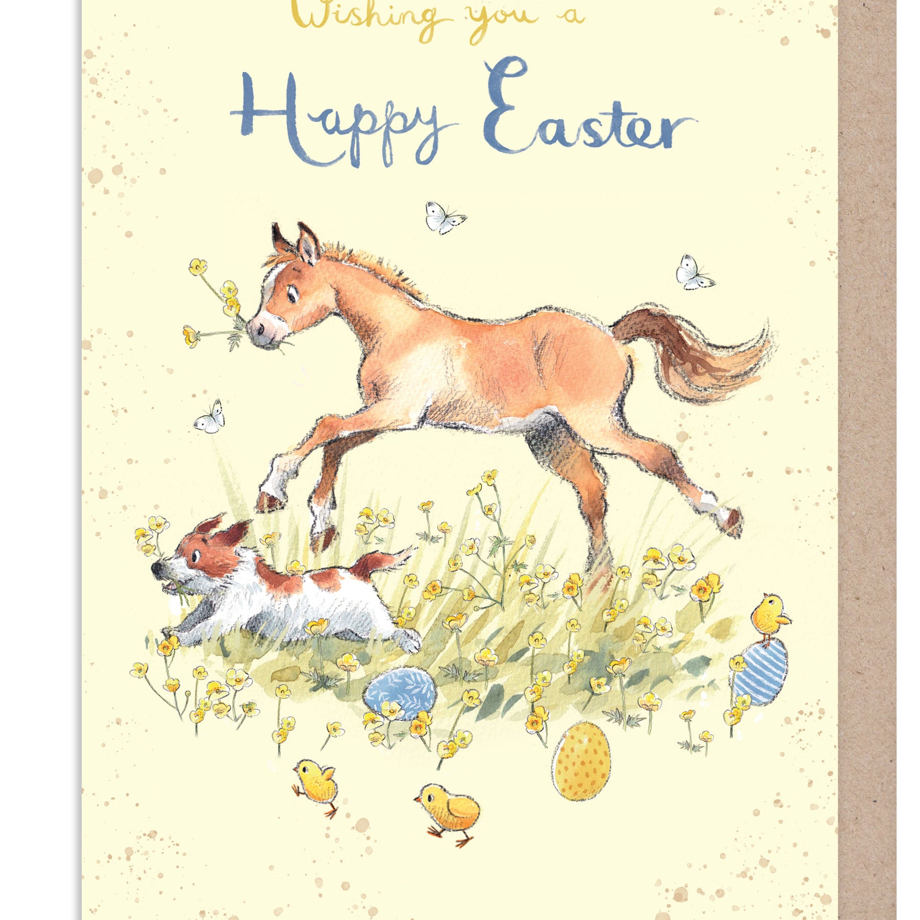 Easter Card -Pony and dog running