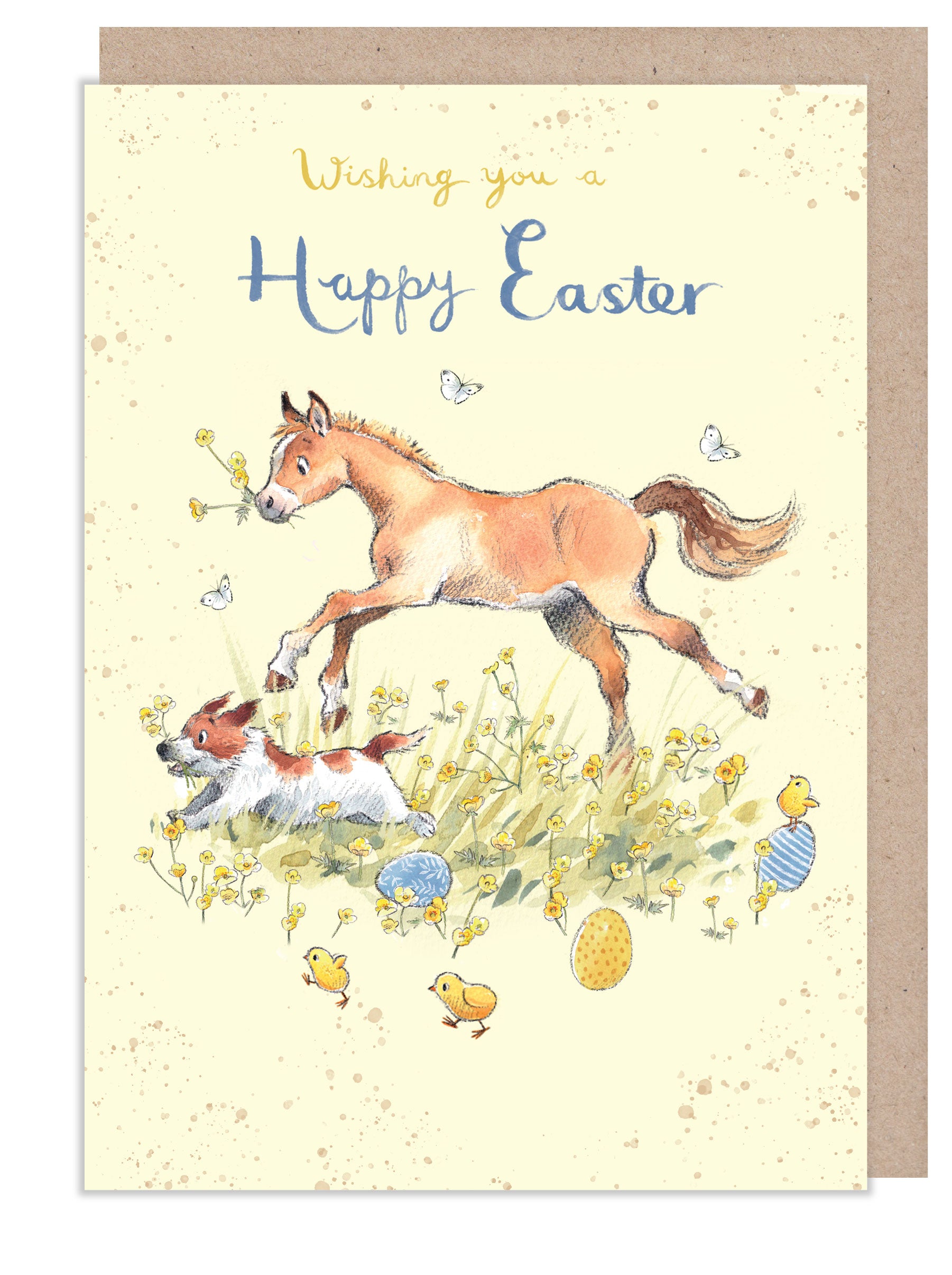 Easter Card -Pony and dog running