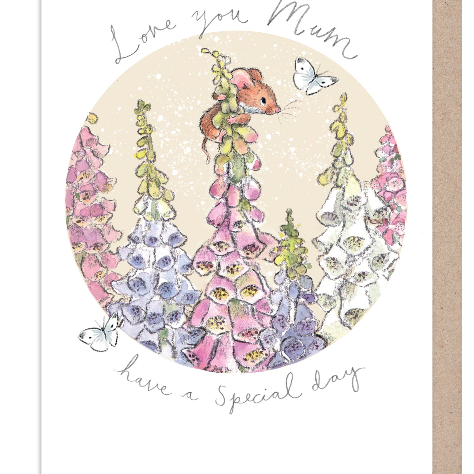 Mother's Day Card - Mouse in Foxgloves