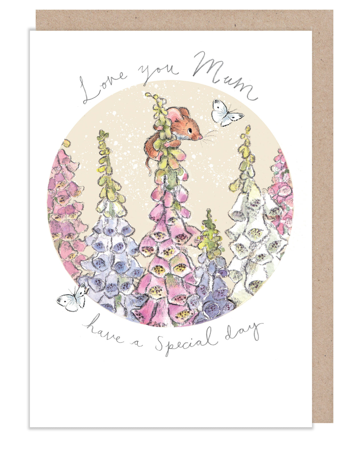Mother's Day Card - Mouse in Foxgloves