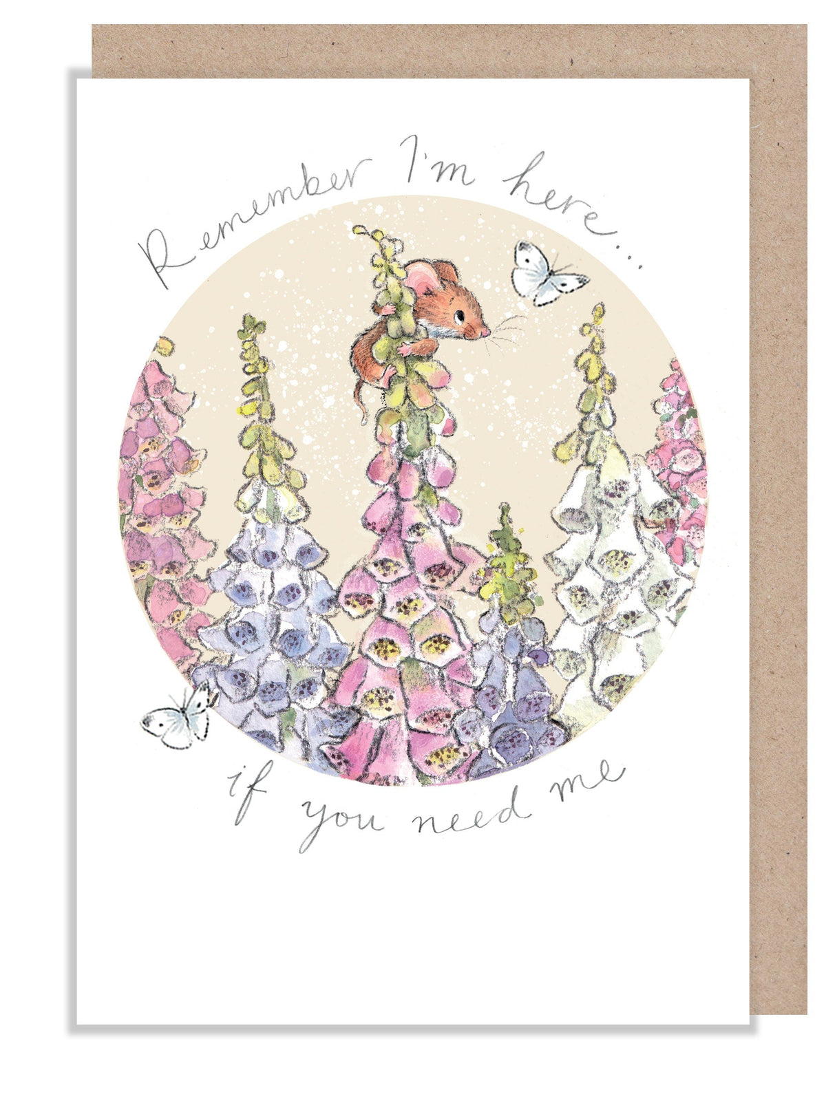 Greeting Card - Remember I'm Here - Mouse and Foxgloves