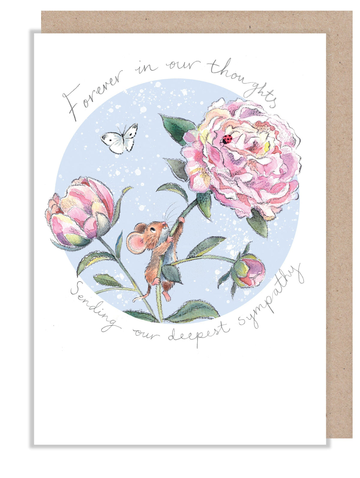 Greeting Card - Forever in Our Thoughts - Mouse Climbing Peony