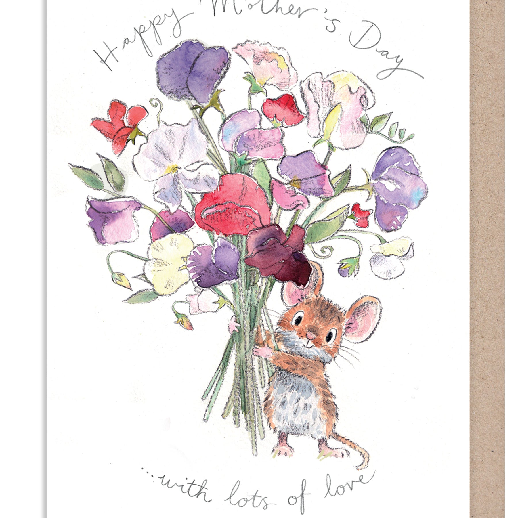 Mother's Day Card - Mouse holding rose
