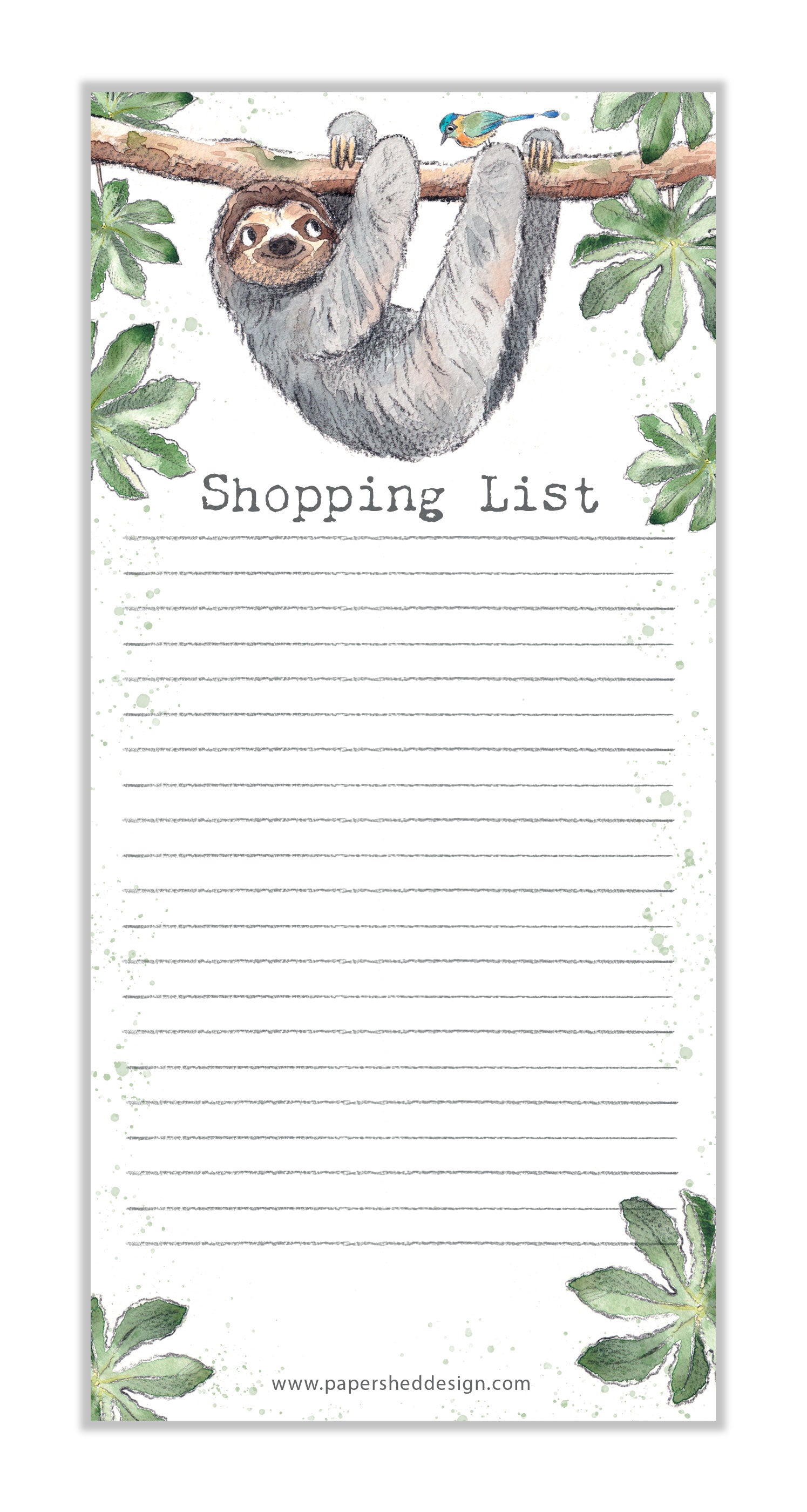 Notepad - Sloth and Bird in Tree