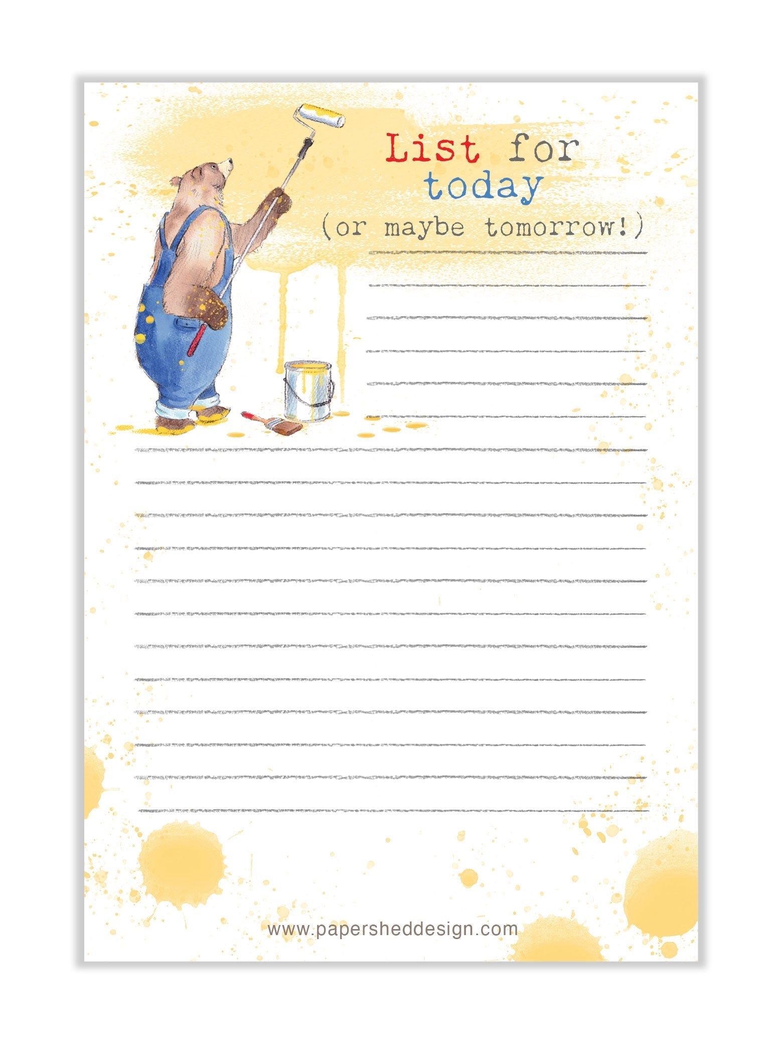 Notepad - Bear Decorating - List for Today