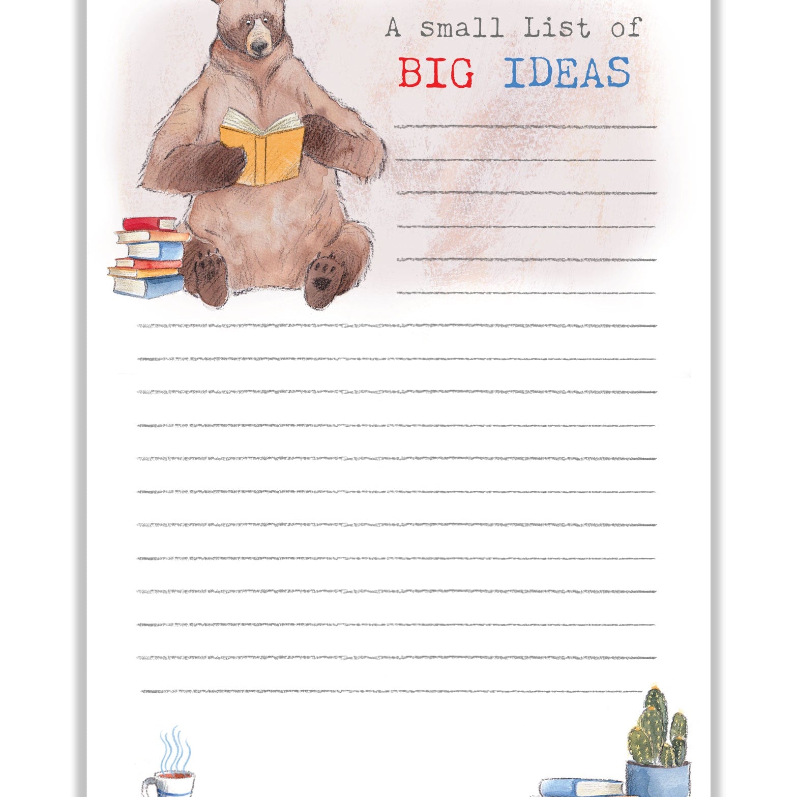 Notepad - Bear Reading a Book - A Small List of Big Ideas