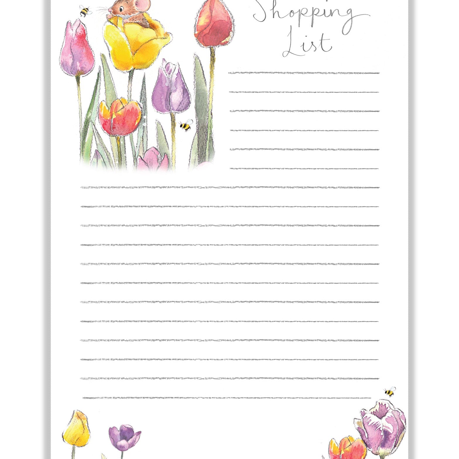 Notepad - Mouse in Tulip - Shopping List