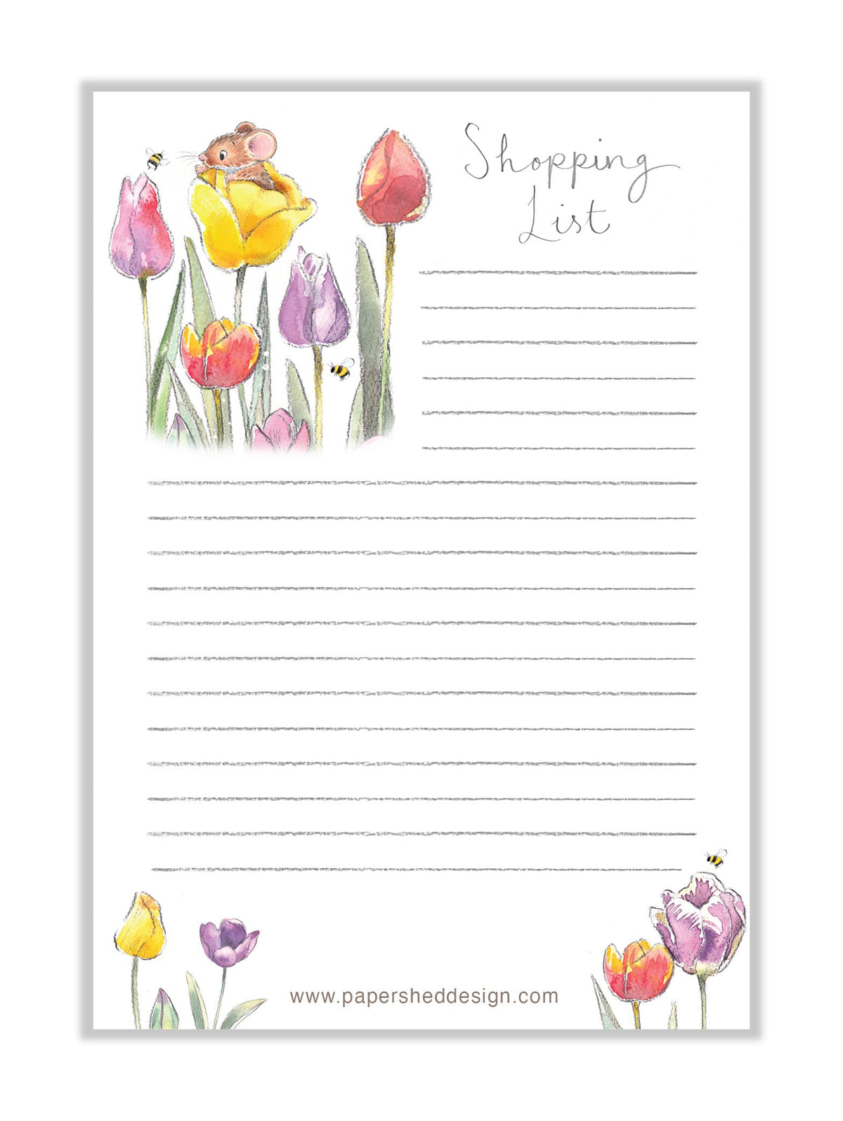 Notepad - Mouse in Tulip - Shopping List