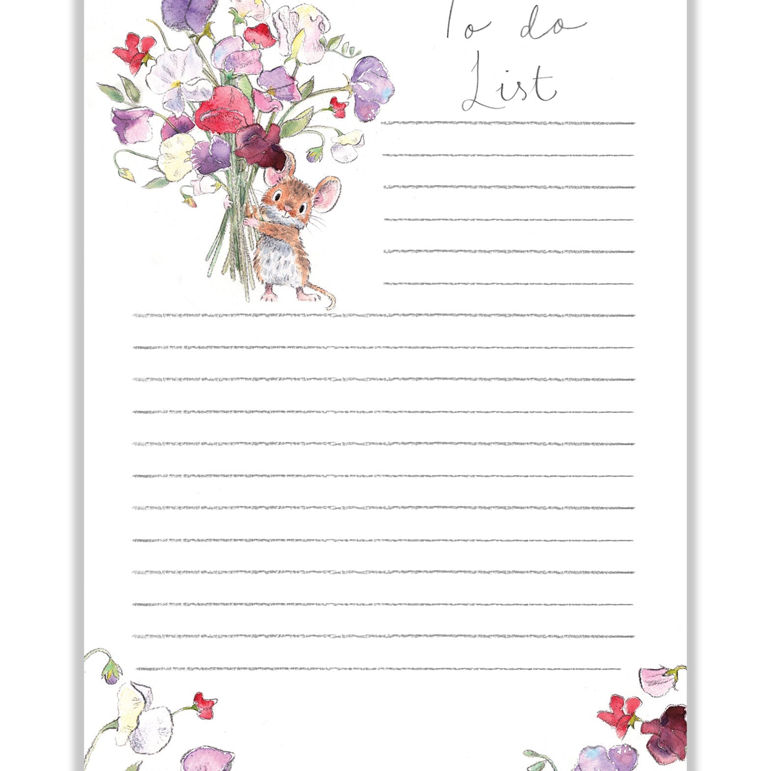 Notepad - Mouse with Sweet Peas - To Do List