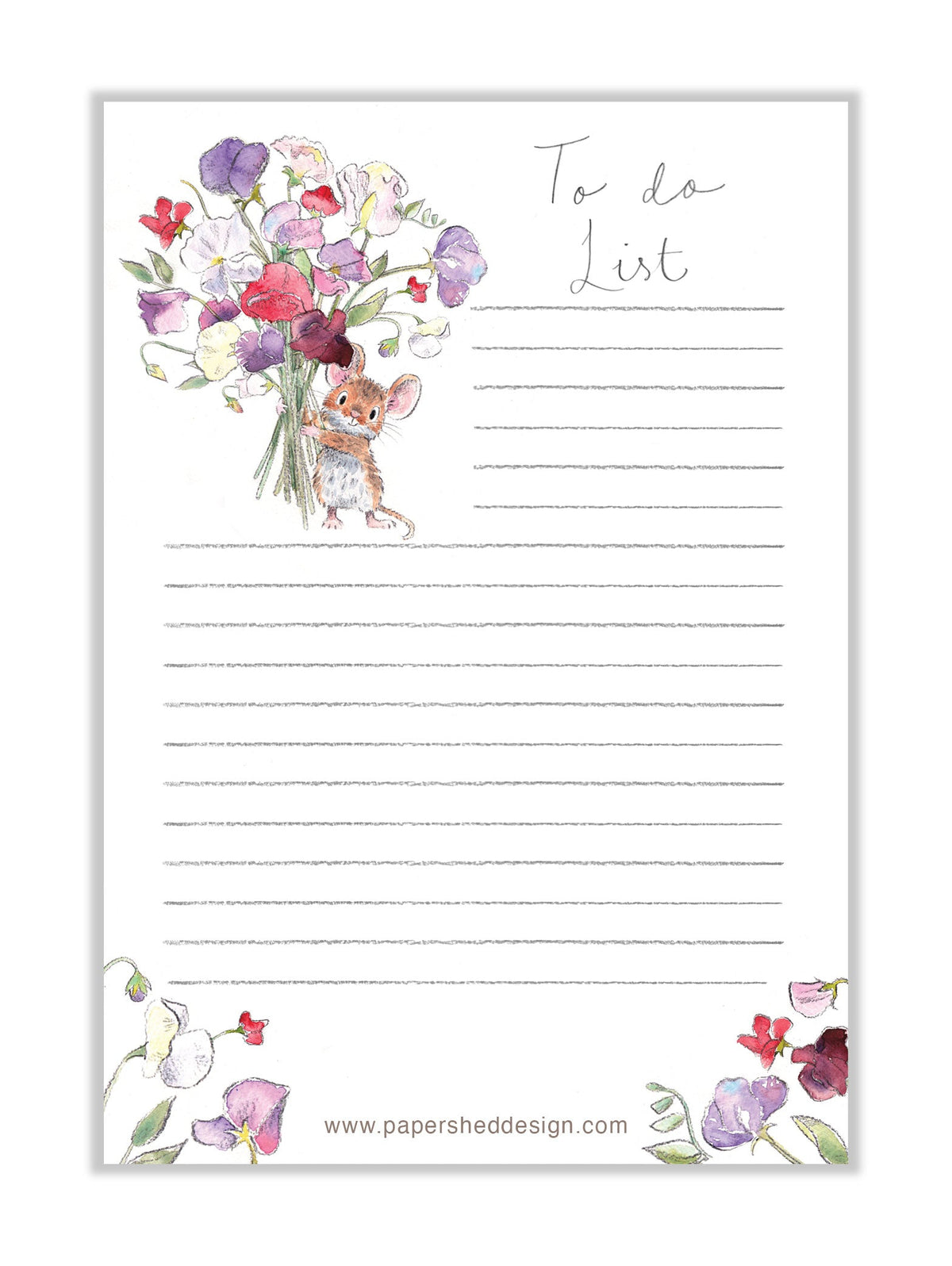 Notepad - Mouse with Sweet Peas - To Do List