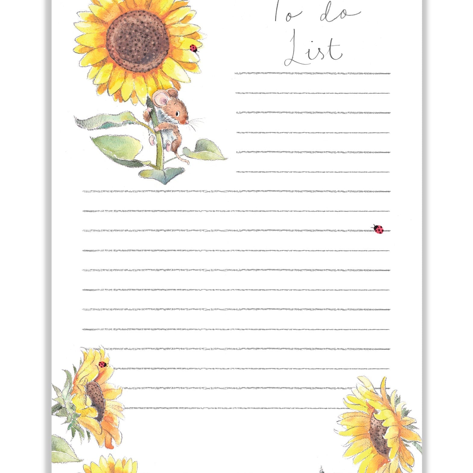 Notepad - Mouse with Sunflowers - To Do List