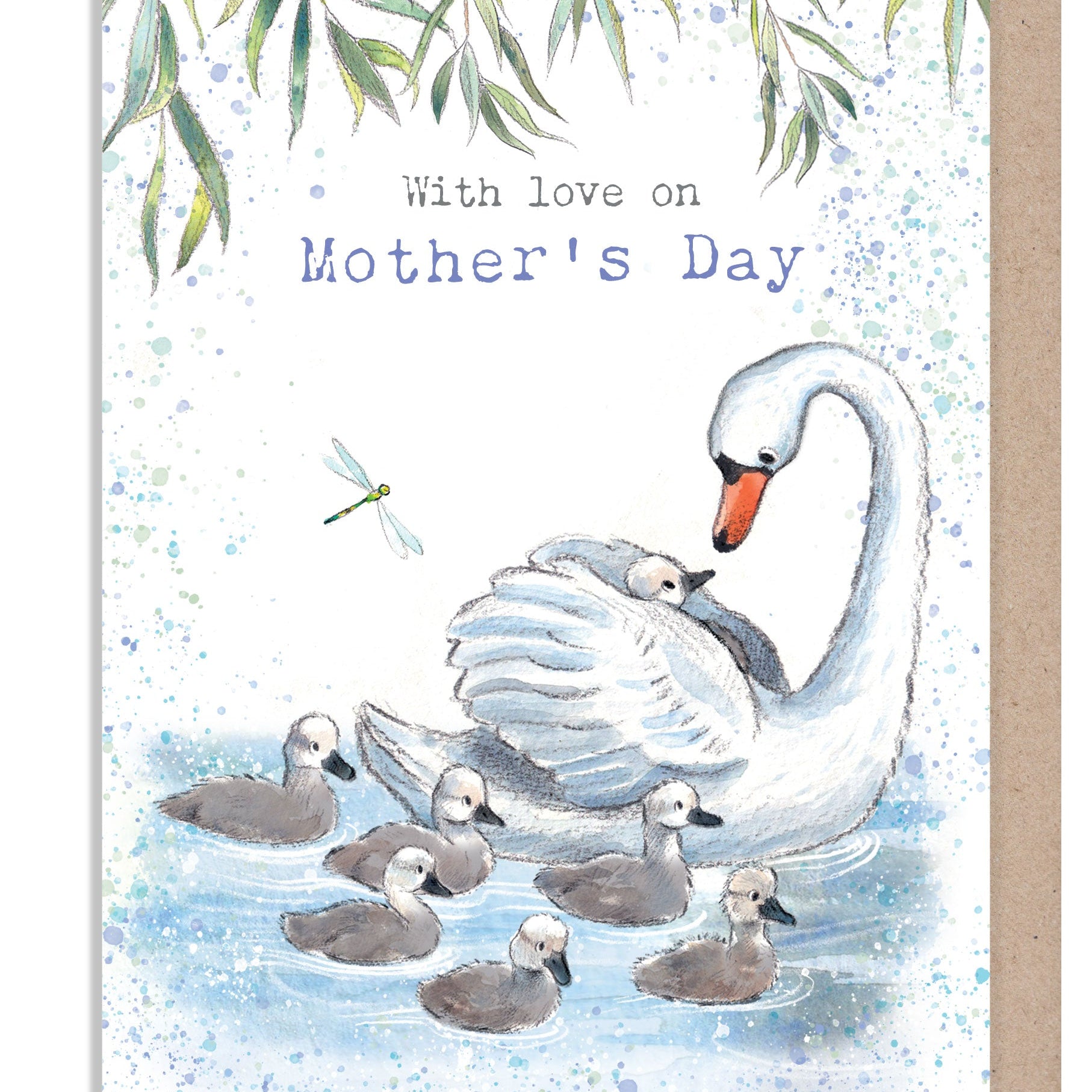 Mother's Day Card - with Love - Swan and Cygnets