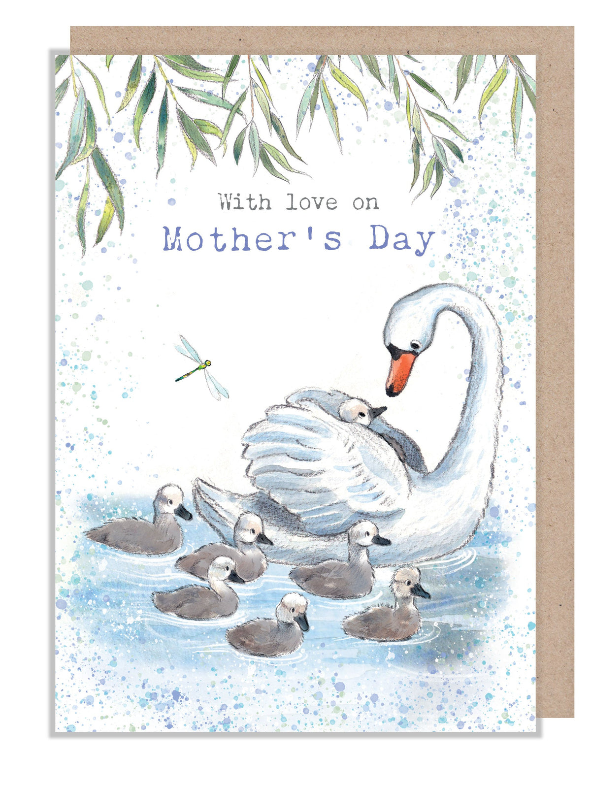 Mother's Day Card - with Love - Swan and Cygnets