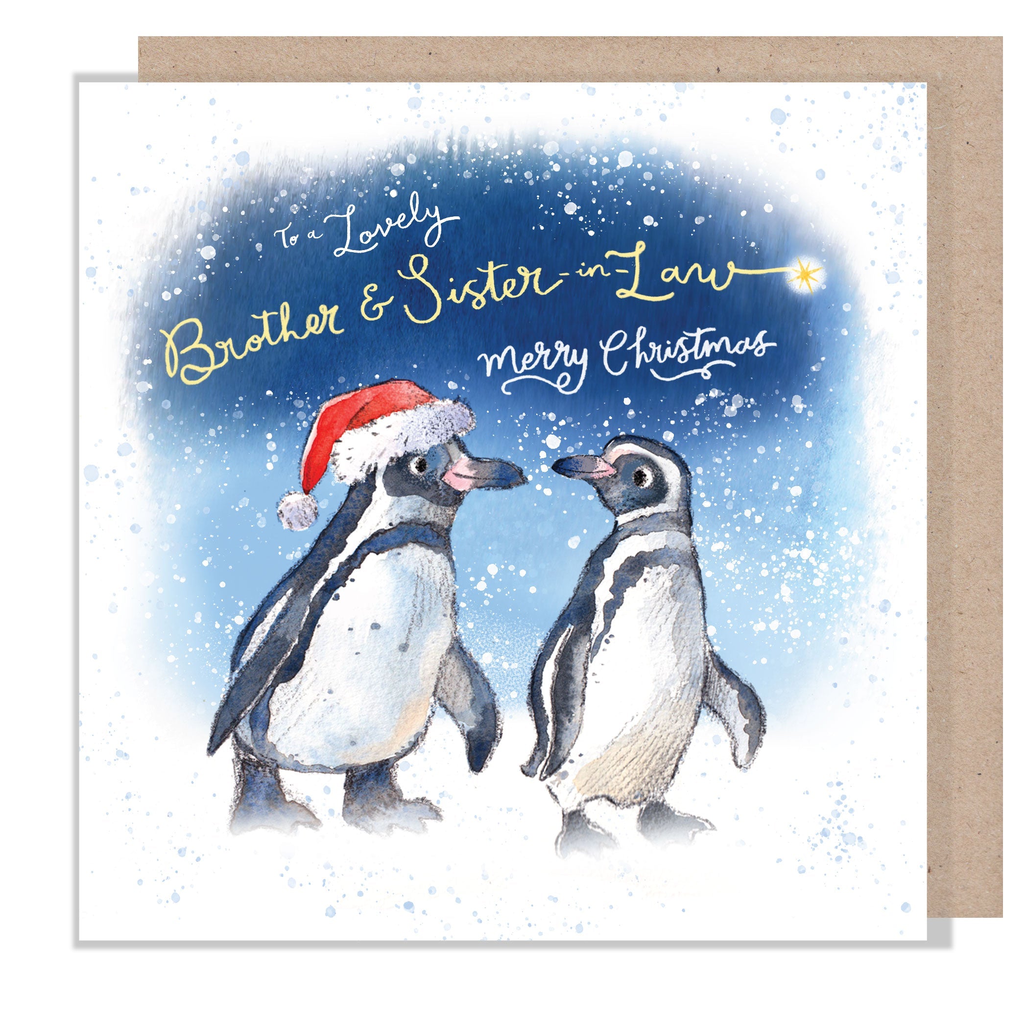 Christmas Card - Brother & Sister-In-Law - Penguin Couple