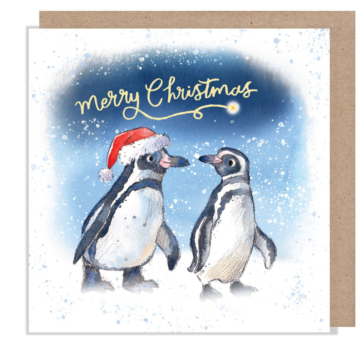 Christmas Card - Merry Christmas - Penguin Couple