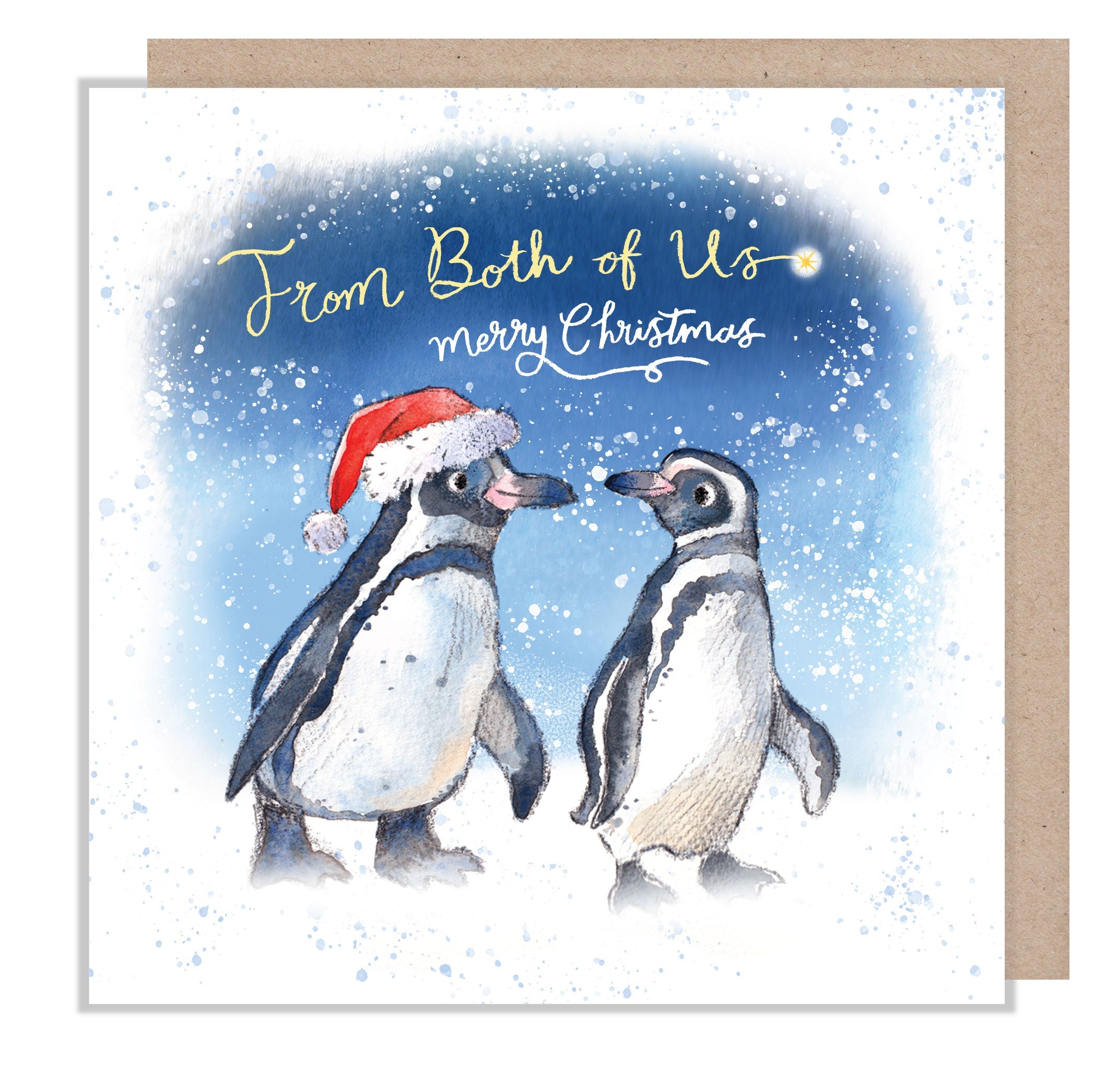 Christmas Card - From Both Of Us - Penguin Couple