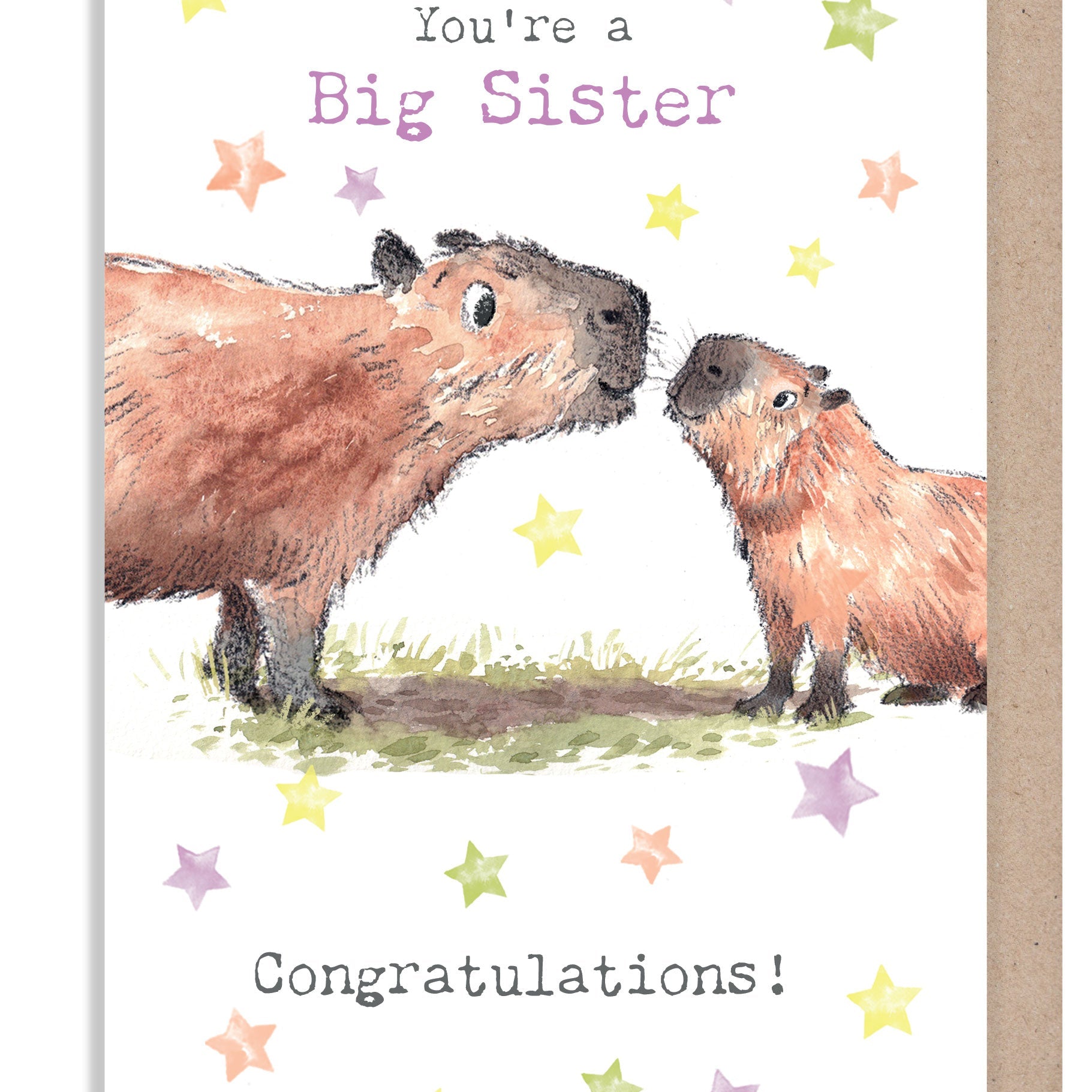 Greeting Card - Big Sister - Big Capybara with Small Capybara