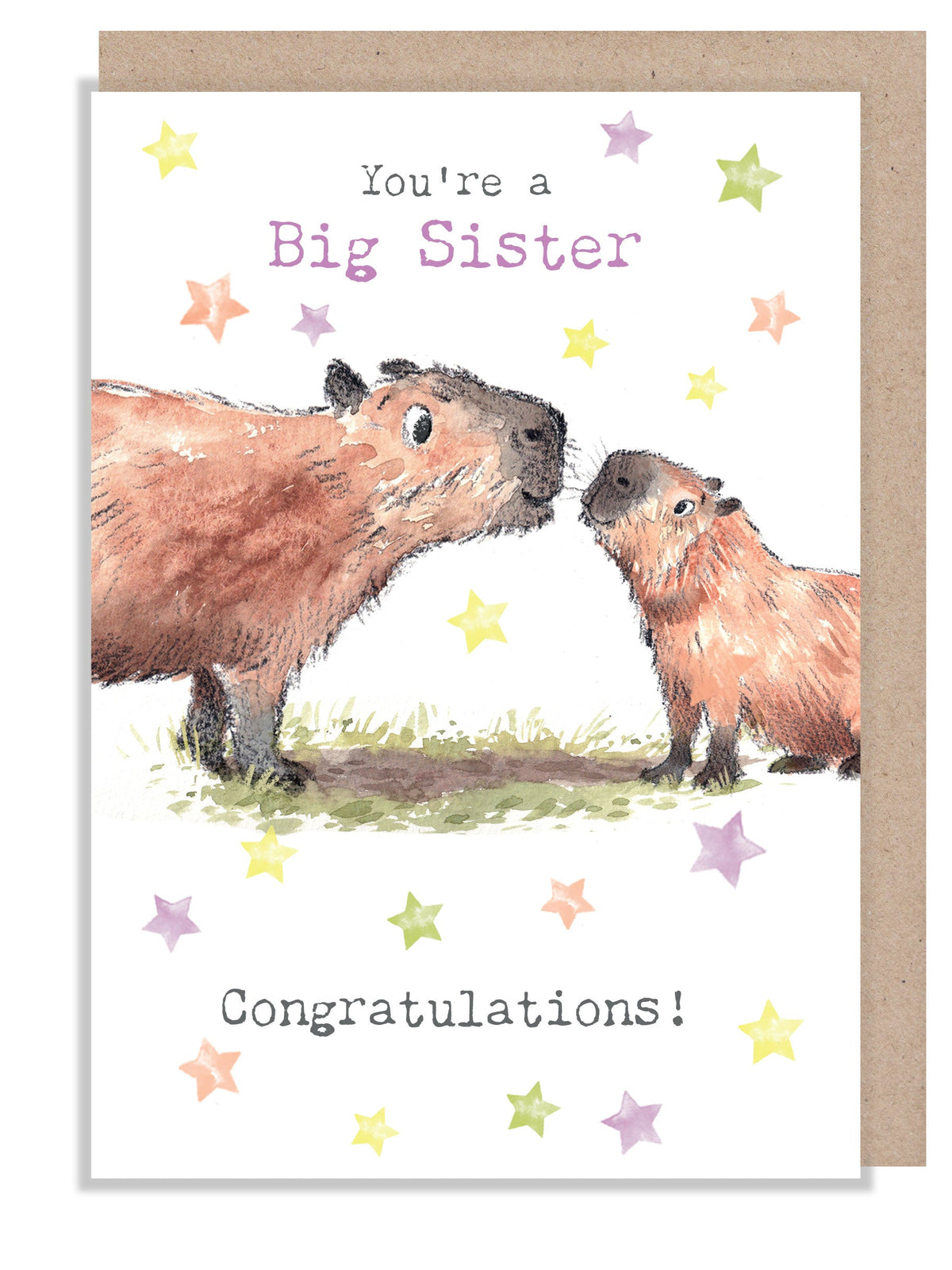 Greeting Card - Big Sister - Big Capybara with Small Capybara